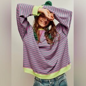 Free People Sweater Pink & Green size Large
